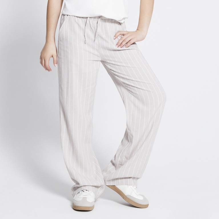 Linen blend pants "Roxy striped star" Beige